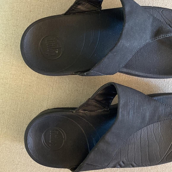 Fitflop Women’s LuLu Comet Wedge Sandals Slip On Toe Post Black Size 9 - Picture 6 of 12